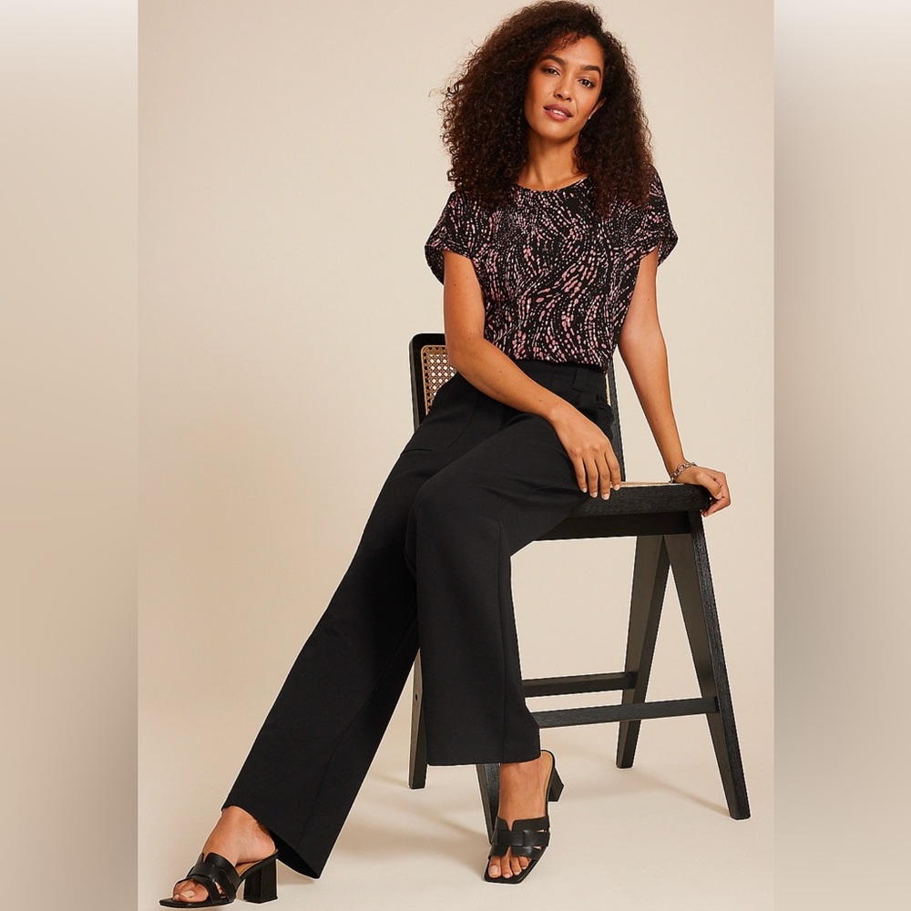Black Wide-Leg Women's Dress Pants
